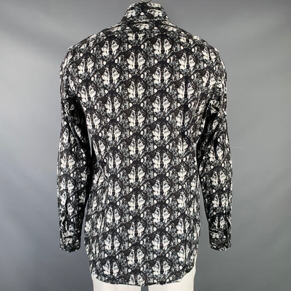 BILLIONAIRE COUTURE Size XL Black White Wolf Print Long Sleeve Shirt - Picture 5 of 6